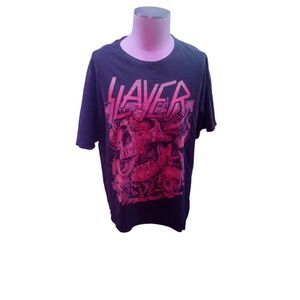 Slayer plus size 2014 world domination tour Hanes tag skull graphic tee
